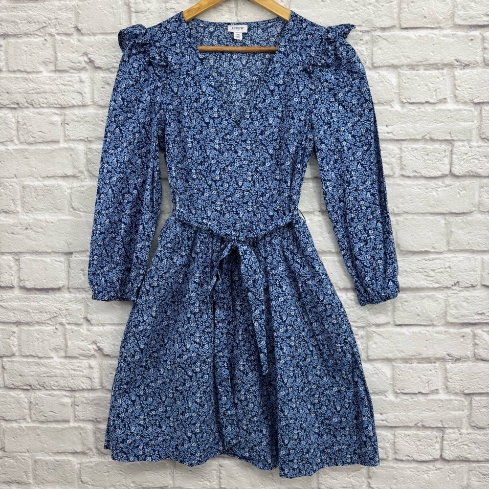 J.Crew Factory Lightweight Cotton Puff-Sleeve Mini Dress XS Floral Belted